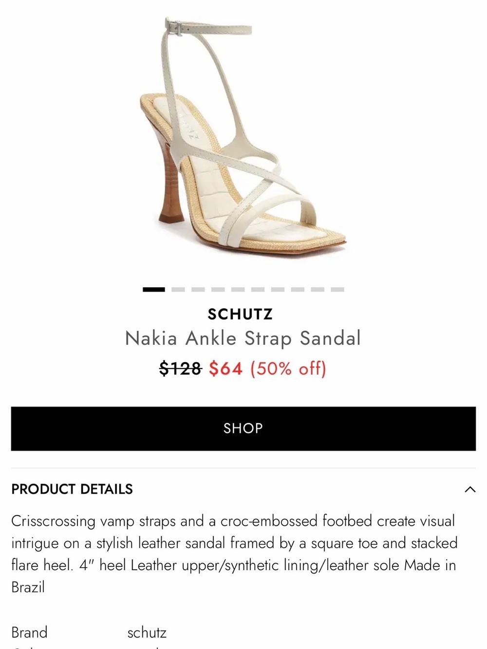 SCHUTZ Cream Strappy Nakia Ankle-Strap Sandal